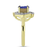 Inel din Argint 925 Placat cu Aur ( 4.64 grame ) cu Drusă Violet și Topaz Alb 1.59 Carate