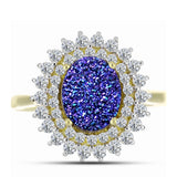 Inel din Argint 925 Placat cu Aur ( 3.57 grame ) cu Drusă Violet și Topaz Alb 3.7 Carate