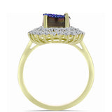 Inel din Argint 925 Placat cu Aur ( 3.57 grame ) cu Drusă Violet și Topaz Alb 3.7 Carate