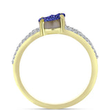 Inel din Argint 925 Placat cu Aur ( 4.49 grame ) cu Drusă Violet și Topaz Alb 2.3 Carate