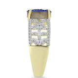 Inel din Argint 925 Placat cu Aur ( 4.49 grame ) cu Drusă Violet și Topaz Alb 2.3 Carate