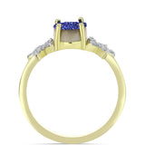 Inel din Argint 925 Placat cu Aur ( 3.15 grame ) cu Drusă Violet și Topaz Alb 1.99 Carate