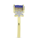 Inel din Argint 925 Placat cu Aur ( 3.15 grame ) cu Drusă Violet și Topaz Alb 1.99 Carate