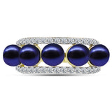 Inel din Argint 925 Placat cu Aur ( 3.38 grame ) cu Perlă de Cultură Neagră și Topaz Alb 5.33 Carate