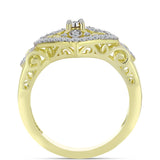 Inel din Argint 925 Placat cu Aur ( 4.4 grame ) cu Diamant Alb și Topaz Alb 0.39 Carate