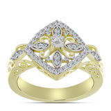 Inel din Argint 925 Placat cu Aur ( 4.4 grame ) cu Diamant Alb și Topaz Alb 0.39 Carate