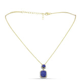 Colier din Argint 925 Placat cu Aur ( 4.38 grame ) cu Drusă Violet și Topaz Alb 3.77 Carate