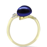 Inel din Argint 925 Placat cu Aur ( 3.08 grame ) cu Perlă de Cultură Neagră și Topaz Alb 5.61 Carate