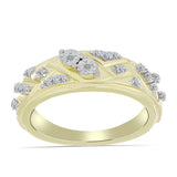 Inel din Argint 925 Placat cu Aur ( 4.26 grame ) cu Diamant Alb și Topaz Alb 0.19 Carate