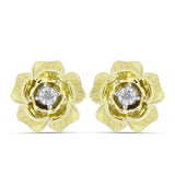 Cercei din Argint 925 Placat cu Aur ( 4.14 grame ) cu Diamant Alb 0.01 Carate