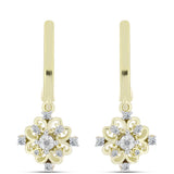 Cercei din Argint 925 Placat cu Aur ( 3.93 grame ) cu Diamant Alb și Topaz Alb 0.21 Carate