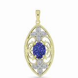 Pandantiv din Argint 925 Placat cu Aur ( 3.38 grame ) cu Drusă Violet și Topaz Alb 1.77 Carate