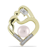 Pandantiv din Argint 925 Placat cu Aur ( 2.55 grame ) cu Diamant Alb și Perlă de Apă Dulce Albă 2.16 Carate