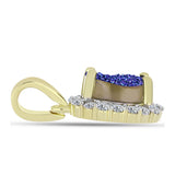 Pandantiv din Argint 925 Placat cu Aur ( 1.35 grame ) cu Drusă Violet și Topaz Alb 1.5 Carate