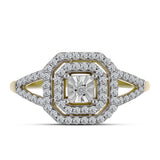 Inel din Argint 925 Placat cu Aur ( 2.83 grame ) cu Diamant Alb și Topaz Alb 0.47 Carate