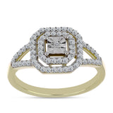 Inel din Argint 925 Placat cu Aur ( 2.83 grame ) cu Diamant Alb și Topaz Alb 0.47 Carate