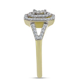 Inel din Argint 925 Placat cu Aur ( 2.83 grame ) cu Diamant Alb și Topaz Alb 0.47 Carate