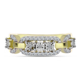 Inel din Argint 925 Placat cu Aur ( 4.21 grame ) cu Diamant Alb și Topaz Alb 0.29 Carate