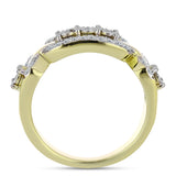 Inel din Argint 925 Placat cu Aur ( 4.21 grame ) cu Diamant Alb și Topaz Alb 0.29 Carate