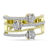 Inel din Argint 925 Placat cu Aur ( 6.06 grame ) cu Diamant Alb și Topaz Alb 0.79 Carate