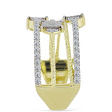 Inel din Argint 925 Placat cu Aur ( 6.06 grame ) cu Diamant Alb și Topaz Alb 0.79 Carate