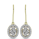 Cercei din Argint 925 Placat cu Aur ( 2.77 grame ) cu Diamant Alb și Topaz Alb 0.74 Carate