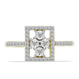 Inel din Argint 925 Placat cu Aur ( 2.74 grame ) cu Diamant Alb și Topaz Alb 0.39 Carate