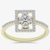 Inel din Argint 925 Placat cu Aur ( 2.74 grame ) cu Diamant Alb și Topaz Alb 0.39 Carate