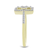 Inel din Argint 925 Placat cu Aur ( 2.74 grame ) cu Diamant Alb și Topaz Alb 0.39 Carate