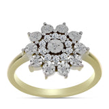 Inel din Argint 925 Placat cu Aur ( 3.5 grame ) cu Diamant Alb și Topaz Alb 0.26 Carate