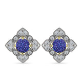 Cercei din Argint 925 Placat cu Aur ( 3.78 grame ) cu Drusă Violet și Topaz Alb 2.51 Carate