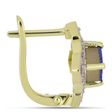 Cercei din Argint 925 Placat cu Aur ( 3.78 grame ) cu Drusă Violet și Topaz Alb 2.51 Carate