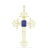 Cruce Pandantiv din Argint 925 Placat cu Aur ( 3.34 grame ) cu Drusă Violet 1.52 Carate