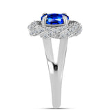 Inel din Argint 925 ( 4.23 grame ) cu Safir Albastru Australian și Topaz Alb 1.74 Carate
