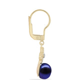 Cercei din Argint 925 Placat cu Aur ( 2.33 grame ) cu Perlă de Cultură Neagră și Topaz Alb 6.07 Carate