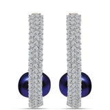 Cercei din Argint 925 Placat cu Aur ( 4.78 grame ) cu Perlă de Cultură Neagră și Topaz Alb 6.98 Carate