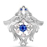 Broşă din Argint 925 ( 5.92 grame ) cu Safir Albastru Australian și Perlă de Apă Dulce Albă 0.99 Carate