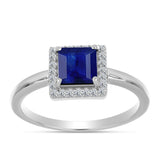Inel din Argint 925 ( 2.52 grame ) cu Safir Albastru Australian și Topaz Alb 1.66 Carate