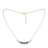Colier din Argint 925 Placat cu Aur ( 4.3 grame ) cu Diamant Albastru și Topaz Alb 0.12 Carate