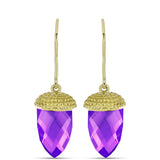 Cercei din Argint 925 Placat cu Aur ( 4.33 grame ) cu Agat Violet 13.67 Carate