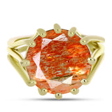 Inel din Argint 925 Placat cu Aur ( 5.17 grame ) cu Piatra Soarelui Oregon 6.8 Carate