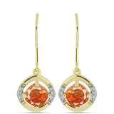 Cercei din Argint 925 Placat cu Aur ( 2.42 grame ) cu Piatra Soarelui Oregon și Topaz Alb 1.93 Carate