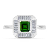 Inel din Argint 925 ( 3.46 grame ) cu Cromdiopsid și Zircon Alb 1.47 Carate