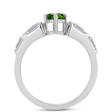Inel din Argint 925 ( 4.21 grame ) cu Cromdiopsid și Topaz Alb 4.1 Carate