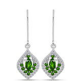 Cercei din Argint 925 ( 2.55 grame ) cu Cromdiopsid și Topaz Alb 1.17 Carate