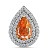 Pandantiv din Argint 925 Placat cu Aur ( 2.5 grame ) cu Piatra Soarelui Oregon și Topaz Alb 3.49 Carate