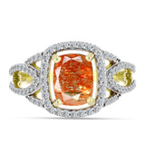 Inel din Argint 925 Placat cu Aur ( 3.55 grame ) cu Piatra Soarelui Oregon și Topaz Alb 2.19 Carate