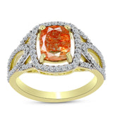 Inel din Argint 925 Placat cu Aur ( 3.55 grame ) cu Piatra Soarelui Oregon și Topaz Alb 2.19 Carate