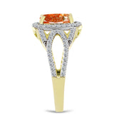 Inel din Argint 925 Placat cu Aur ( 3.55 grame ) cu Piatra Soarelui Oregon și Topaz Alb 2.19 Carate