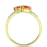 Inel din Argint 925 Placat cu Aur ( 1.7 grame ) cu Piatra Soarelui Oregon și Topaz Alb 0.92 Carate